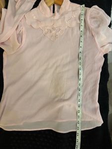 Chic Pink Lace Detail Blouse