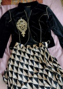 Elegant Black Velvet Lehenga Choli Set