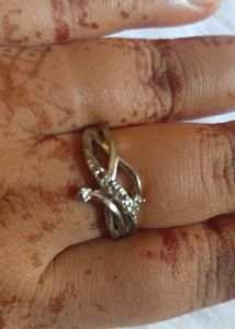 Elegant Silver Tone Ring with Stones