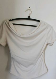 Cream Cowl Neck Top
