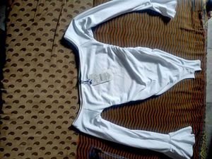 Off-Shoulder White leotard top