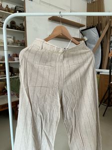 High-Waisted PINSTRIPE Striped Linen trouser