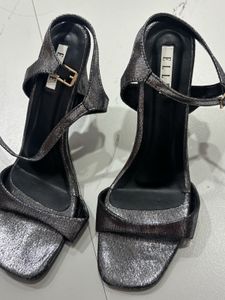 Sparkling Silver Block Heels