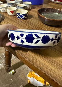 Blue Floral Ceramic Serving Bowl Nestasia