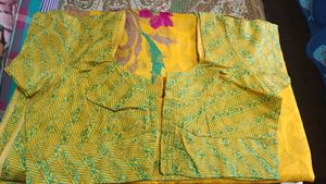 Jute Cotton Yellow Saree