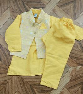 Yellow Ethnic Kurta Set with Jacket