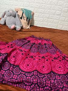 Bohemian Pink &amp; Black Print Skirt