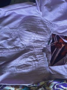 Stylish Lavender Crop Top &amp; Patterned Pants