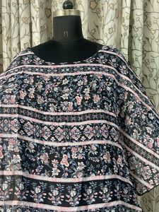 Chic Floral Print Poncho Top