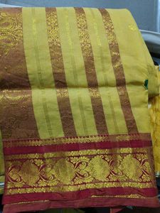 Elegant Yellow Cotton Tant Benarasi Saree