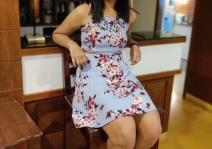 Berrylush Blue Floral Printed A-LineDress
