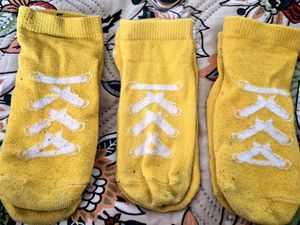 Anti Skid Yellow Socks with White Design