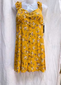 I. Yellow Floral Button-Up Mini Dress
