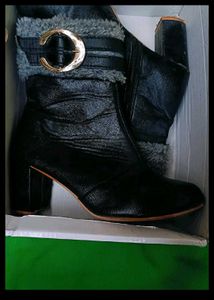 Stylish Black Faux Leather Boots
