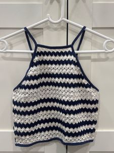 Chic Striped Crochet Crop Top