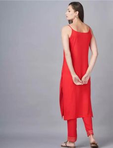 Vibrant Red Kurta Set with Pants