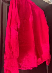 Bright Hot Pink Textured Button-Up Shirt