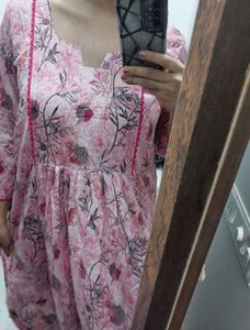Pink Floral Kurta Set