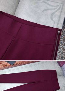Burgundy High-Waisted jeggings