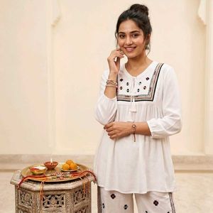 Embroidered White Bohemian Blouse