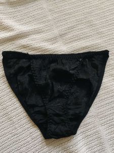 Black Satin Thong Panty