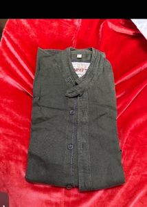 Mufti Branded Olive Green Corduroy Shirt