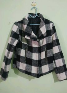 Stylish Checkered Moto Jacket