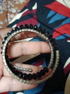Elegant Black Beaded Bangle Bracelet