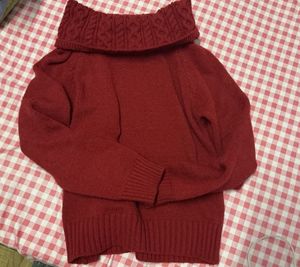 Chic Red Knit Sweater with Bow Detail