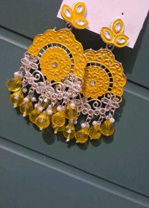 Statement Yellow Dangle Earrings