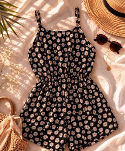 🌴🖤 Berrylush Black Floral Playsuit size —S