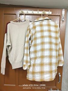Vintage Dog Print Sweater &amp; Plaid Shirt