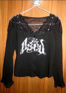 Goth / Emo / punk Lace Trim Black Cardigan