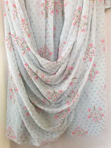 Sage Floral Foil Pre- Stitched Saree