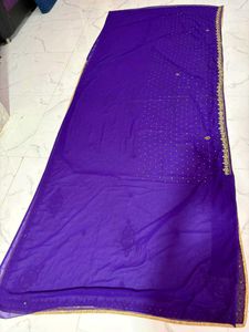 purple handwork saree