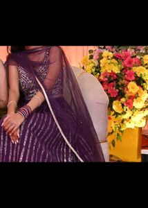 wine color party wear lehnga