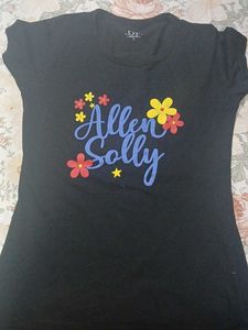 Allen Solly Black T-Shirt with Floral Print