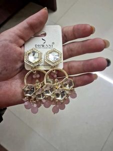 Dazzling Hexagon Gem Drop Earrings