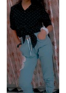 Polka Dot Tie Front Shirt