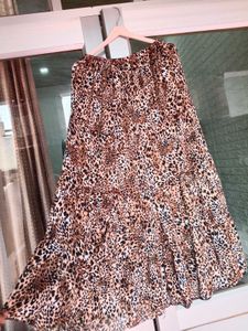 Leopard Print Tiered Maxi Skirt