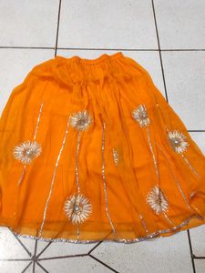 Orange Embroidered Kurta Set with lengha or skirt