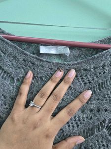 Chic Grey Crochet Knit Sweater