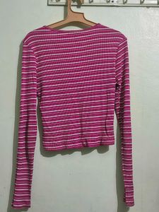 Striped Long Sleeve Crop Top