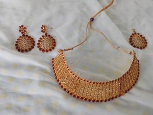 Gold Tone Necklace and Earring Set