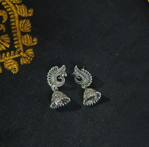 Oxidized Silver Jhumkas