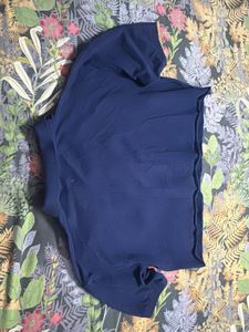 Navy Blue Yale cropped Polo T-Shirt