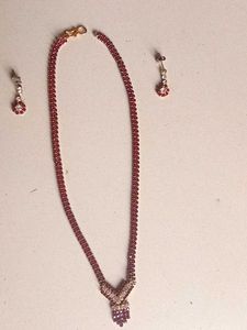 Red Stone Necklace & Earring Set