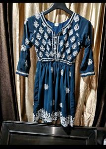 Elegant Navy Embroidered Kurta mirror work