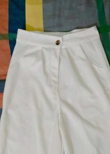 White Wide Leg Korean Pants