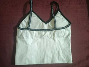 White Ribbed Sports Bra